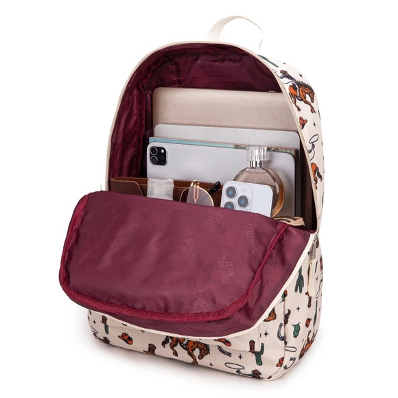 Montana West Horseshoe Cowboy & Cactus Print Backpack -2Pcs Set - Tan main image 6